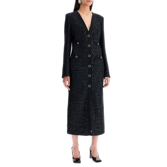ALESSANDRA RICH Dresses & Skirts - ALESSANDRA RICH Long Tweed Button-Front Dress Women BLACK Dresses